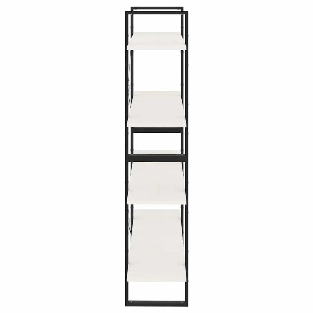4-Tier Book Cabinet Storage Display Unit White Solid Pine Wood