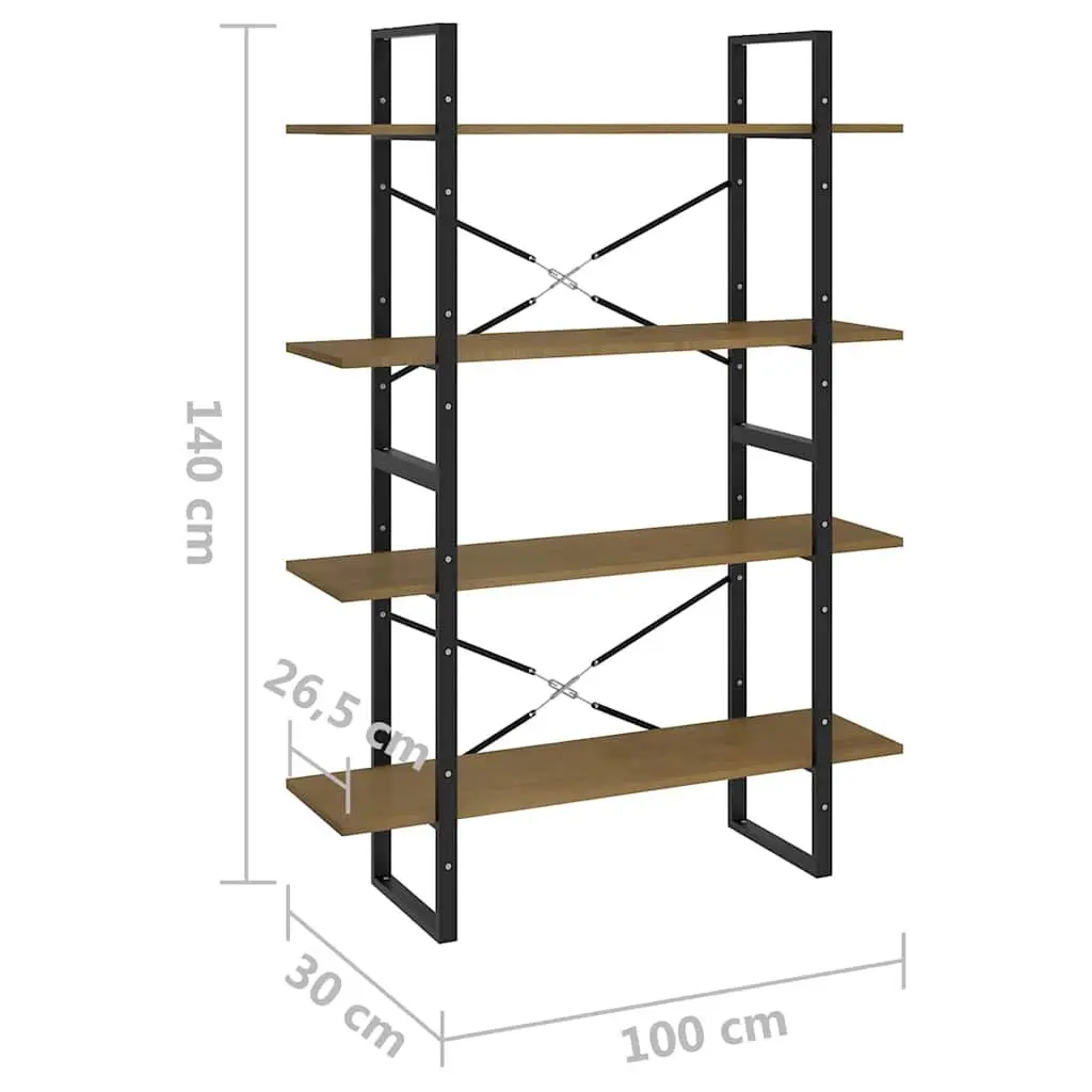 Solid Pine Bookshelf with 4 Shelves