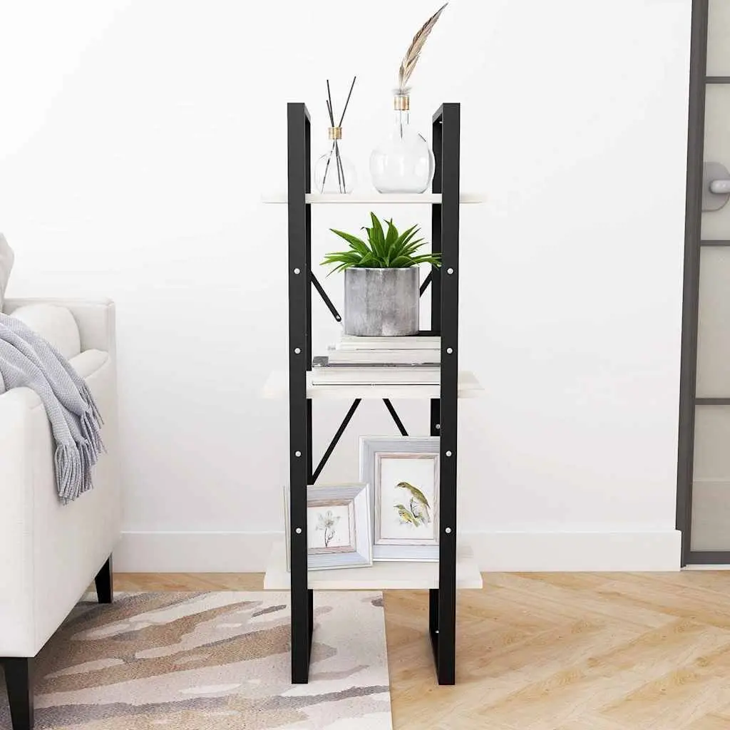 3-Tier Book Cabinet Storage Wooden Shelving Unit White 40 x 30 x 105 cm