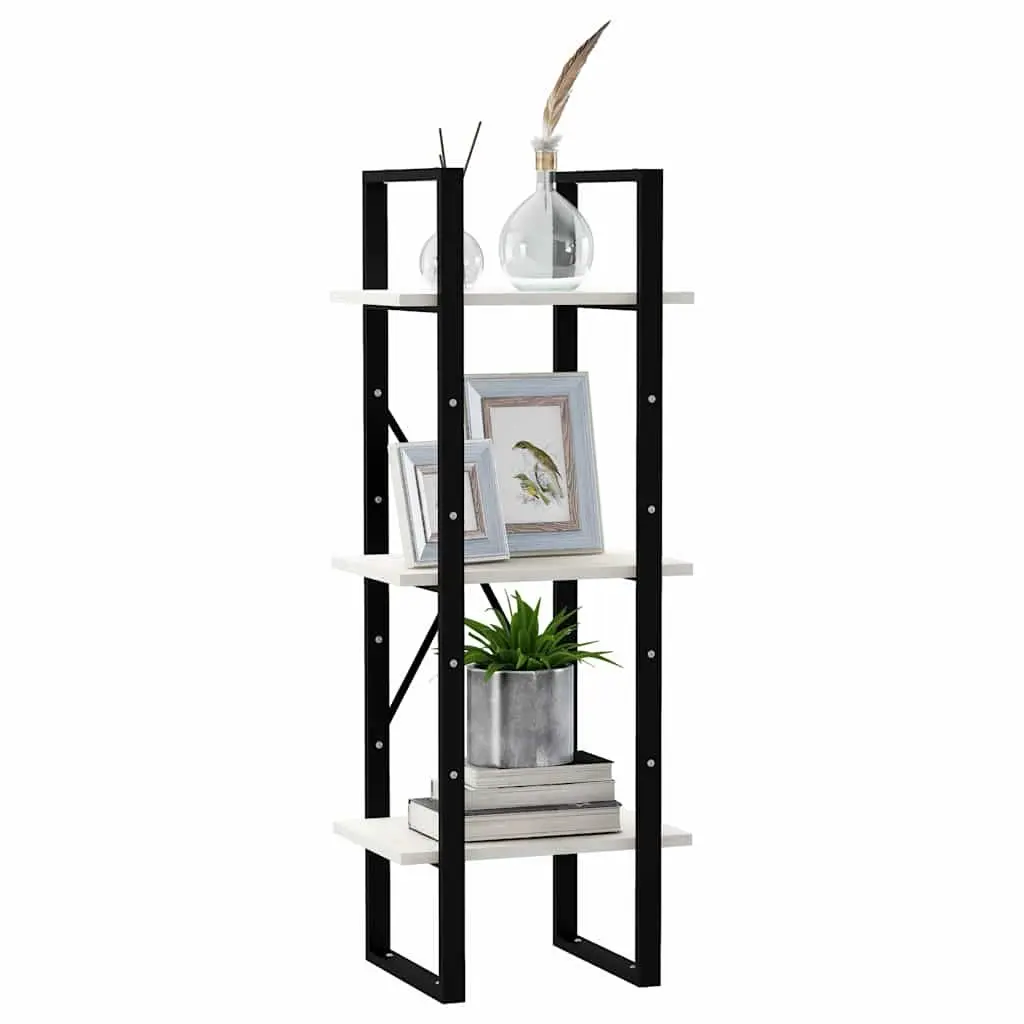 3-Tier Book Cabinet Storage Wooden Shelving Unit White 40 x 30 x 105 cm