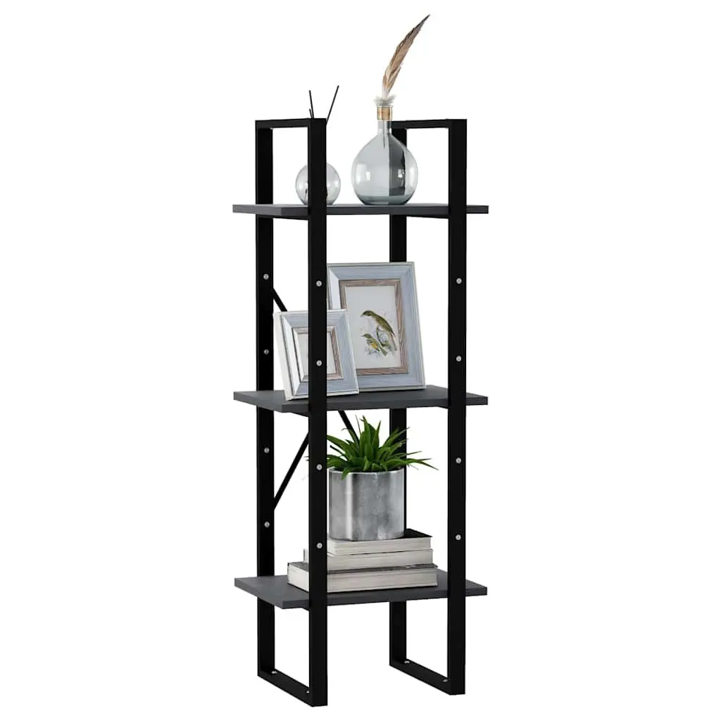 3-Tier Bookcase Wooden Shelving Unit Storage Display Grey 40x30x105 cm