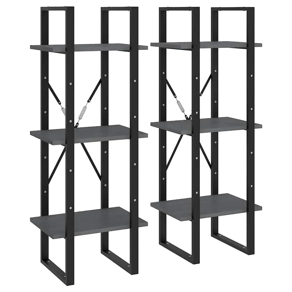 Grey Solid Pine Wood Storage Cabinet with 6 Shelves