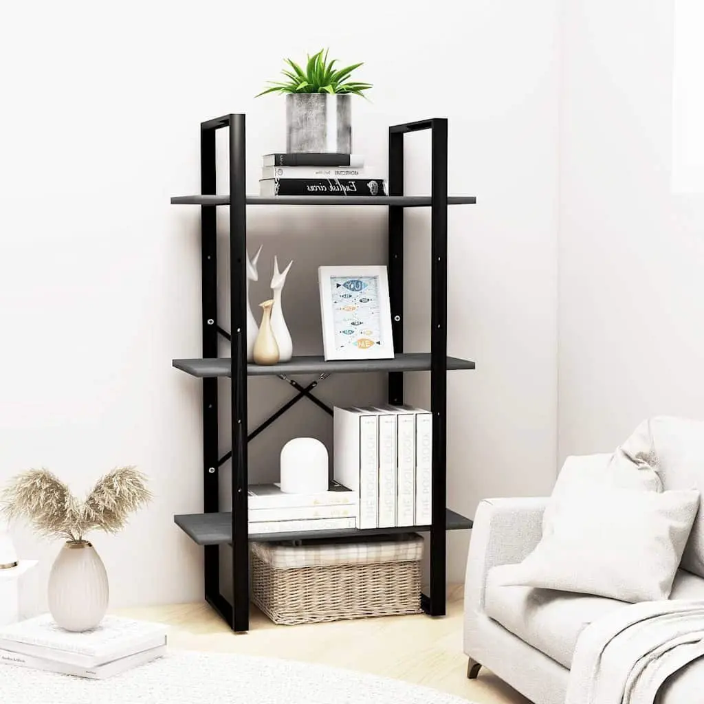 Storage Shelf Grey 60x30x105 cm Solid Pine Wood Bookcase Display Rack