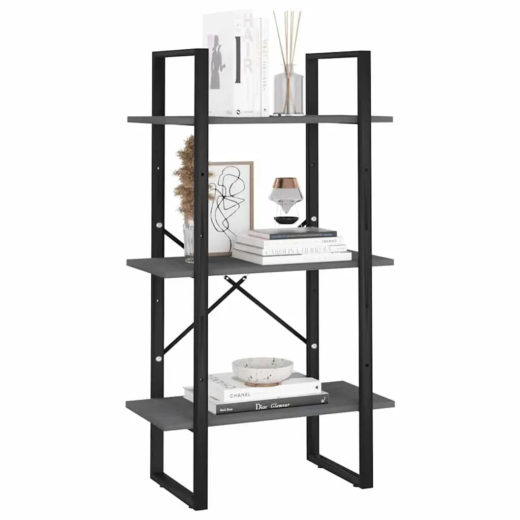 Storage Shelf Grey 60x30x105 cm Solid Pine Wood Bookcase Display Rack