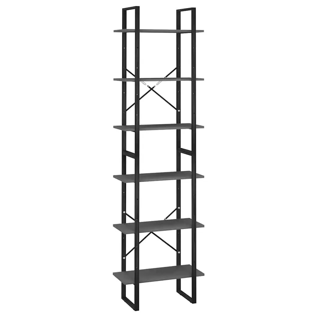 Storage Shelf Bookcase Unit Grey 60 x 30 x 210 cm for Home Kitchen Living Room