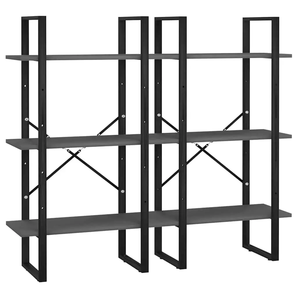 Storage Shelf Bookcase Unit Grey 60 x 30 x 210 cm for Home Kitchen Living Room