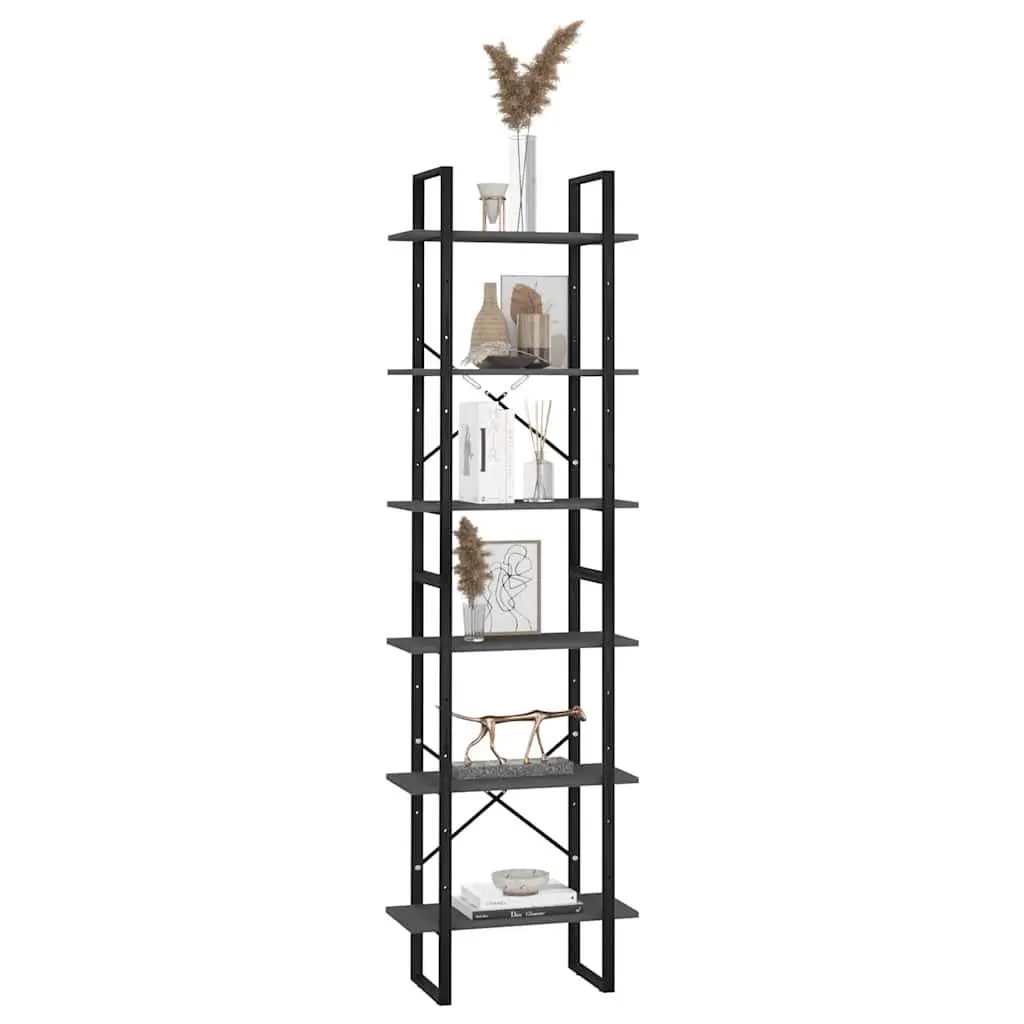Storage Shelf Bookcase Unit Grey 60 x 30 x 210 cm for Home Kitchen Living Room