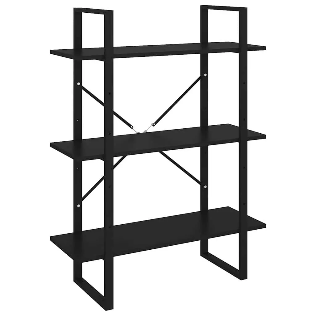 Book Cabinet Black Storage Shelving Unit 3 Shelf Bookcase