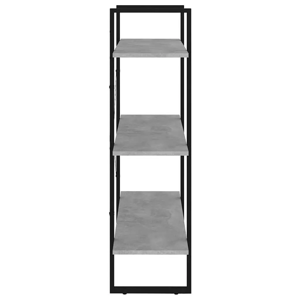 Book Cabinet Grey Concrete Style Shelving Unit Storage Engineered Wood 3 Shelves