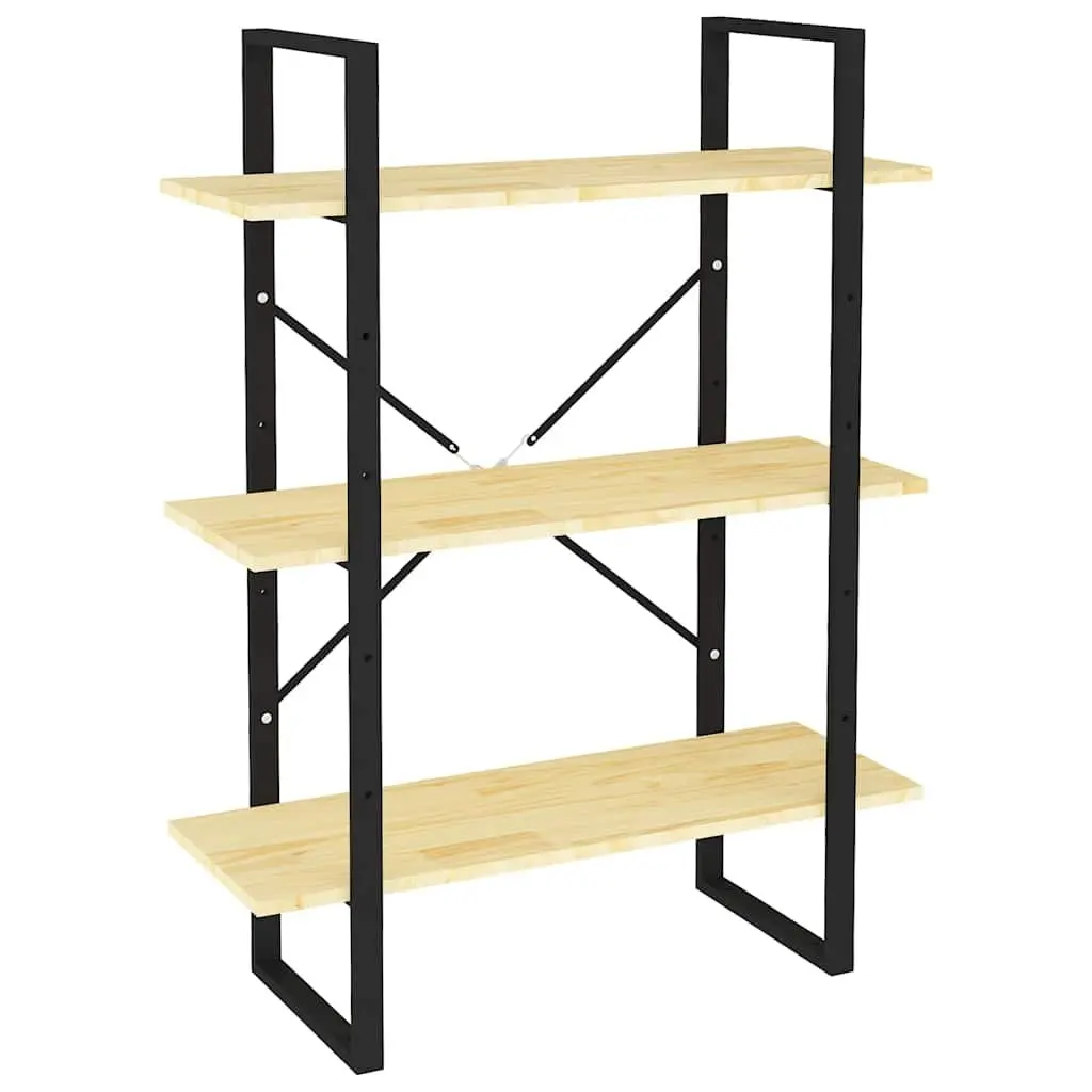 3-Tier Book Cabinet Solid Pine Wood Storage Display Bookshelf 80W x 30D x 105H cm Brown