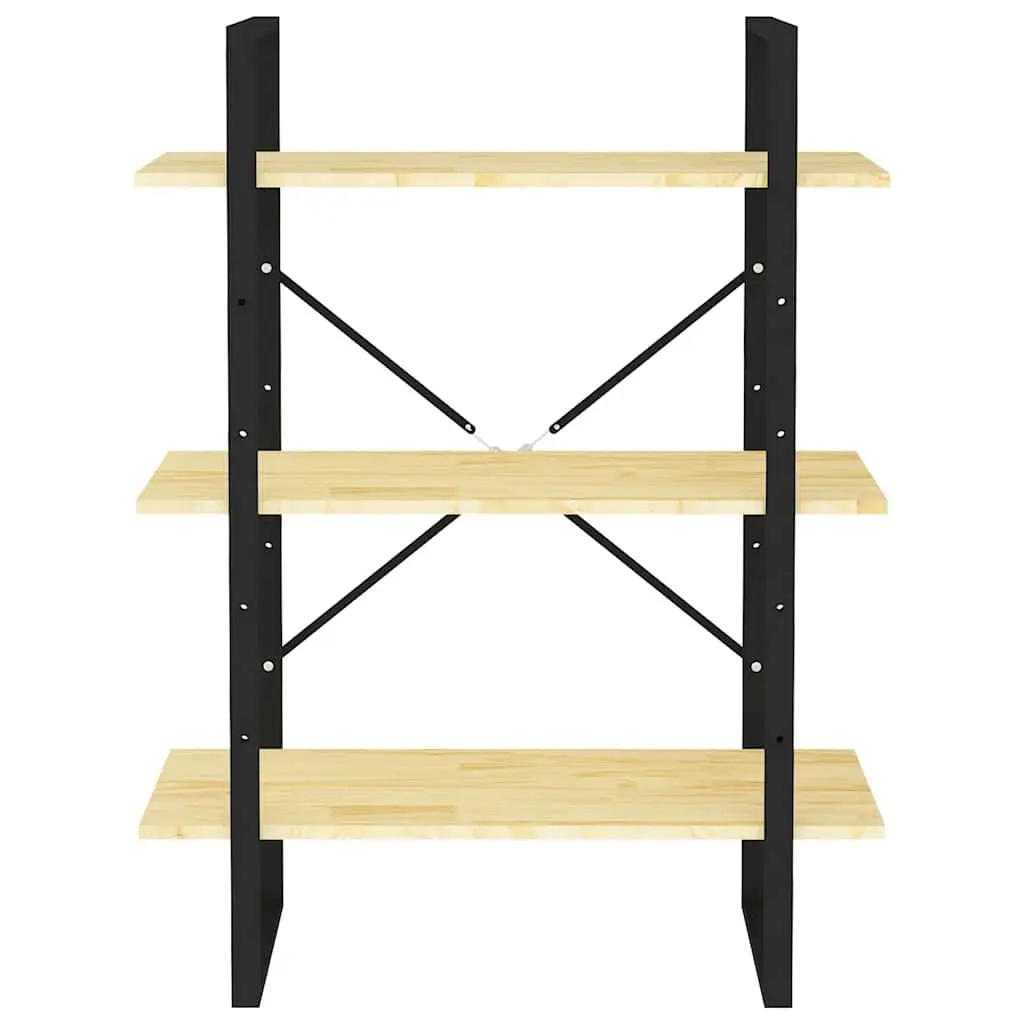 3-Tier Book Cabinet Solid Pine Wood Storage Display Bookshelf 80W x 30D x 105H cm Brown