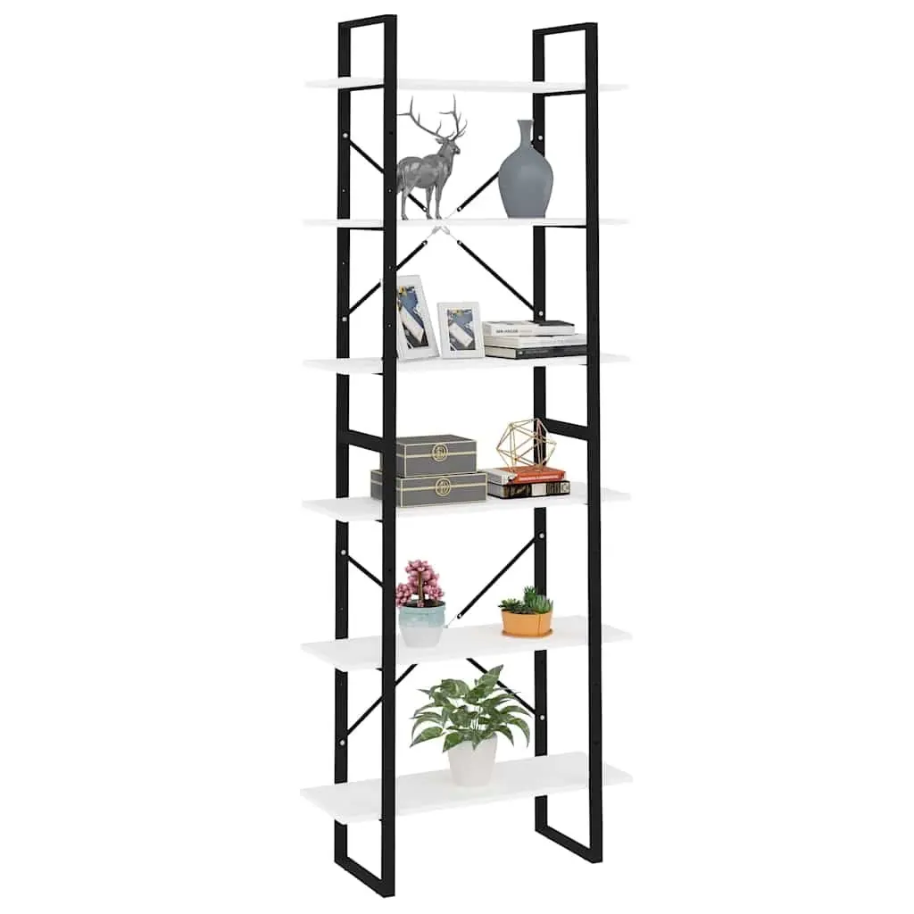 High Cabinet Organizing Books 80x30x210 cm White Engineered Wood Shelving Unit