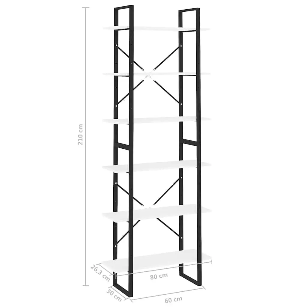High Cabinet Organizing Books 80x30x210 cm White Engineered Wood Shelving Unit
