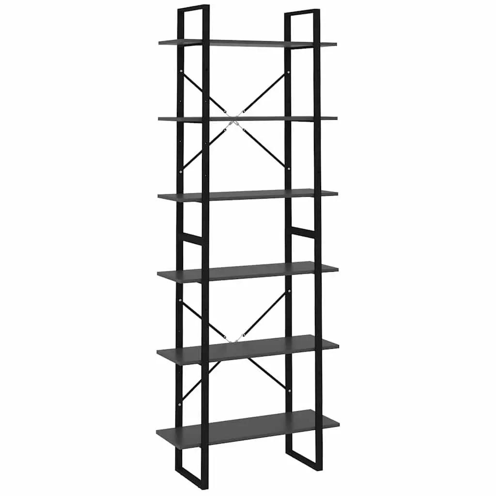 High Cabinet Storage 80x30x210cm Grey Engineered Wood Bookcase Shelving