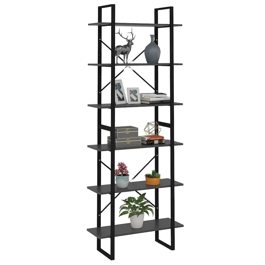 High Cabinet Storage 80x30x210cm Grey Engineered Wood Bookcase Shelving