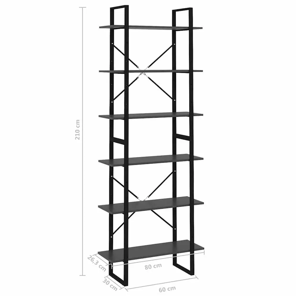 High Cabinet Storage 80x30x210cm Grey Engineered Wood Bookcase Shelving