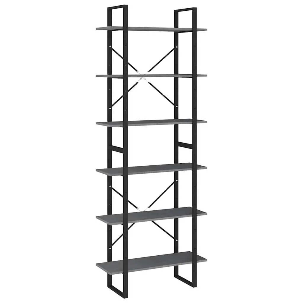 High Cabinet Shelving Unit Grey 80x30x210 cm Solid Pine Wood Bookcase Storage