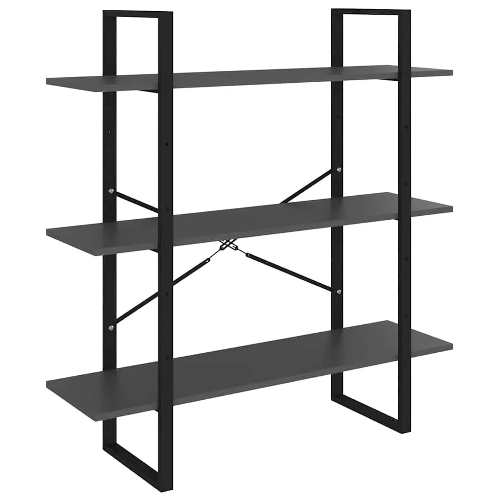 Grey Book Cabinet with 3 Shelves