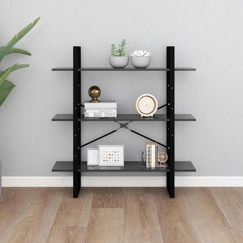 Grey Book Cabinet with 3 Shelves