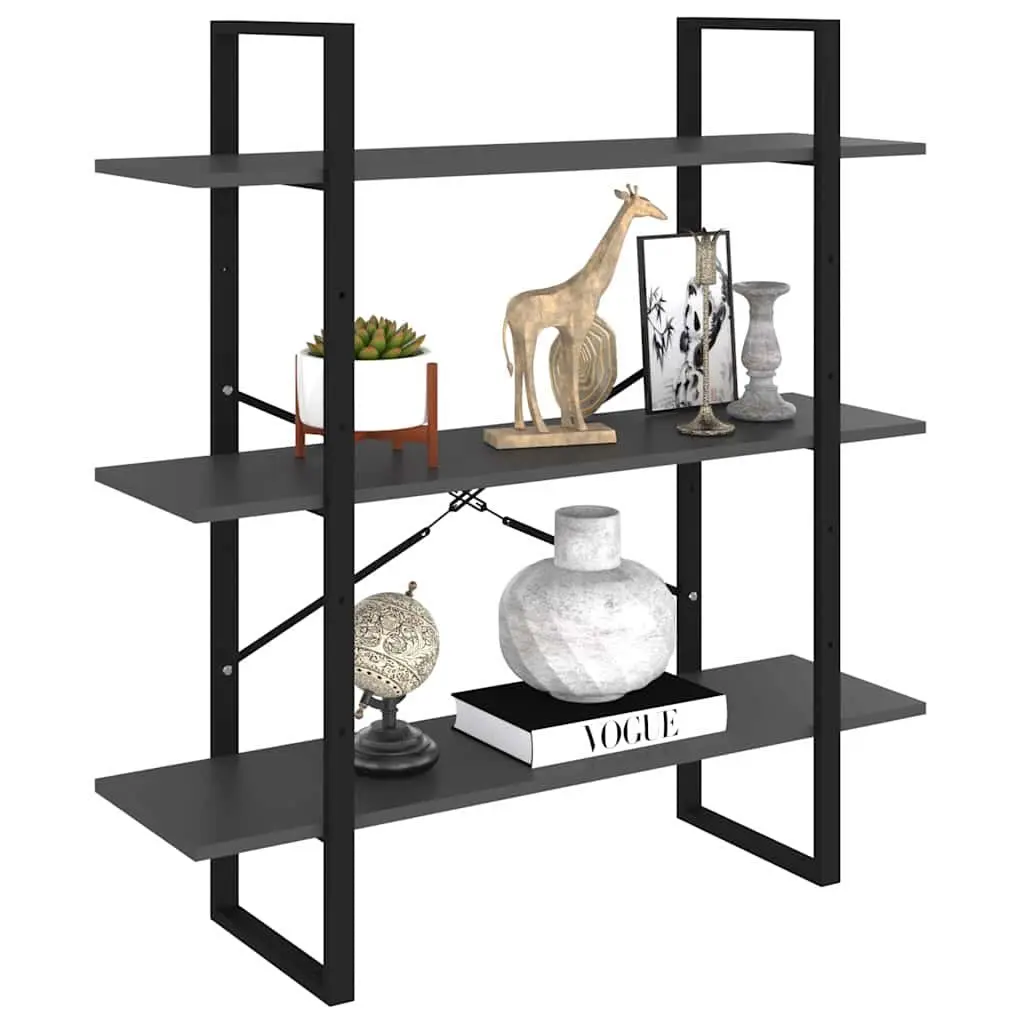Grey Book Cabinet with 3 Shelves