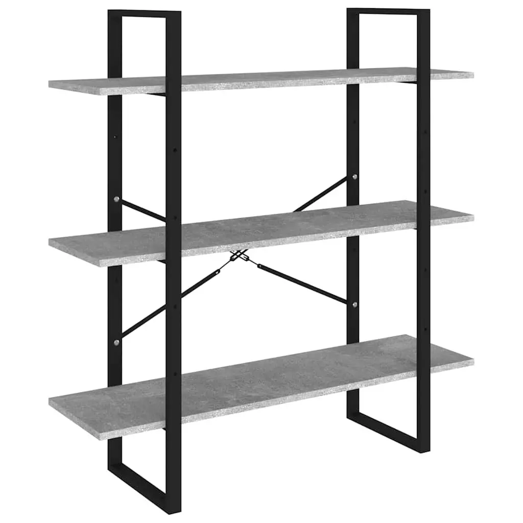Book Cabinet Storage Shelving Unit Grey Engineered Wood Modern Industrial Design