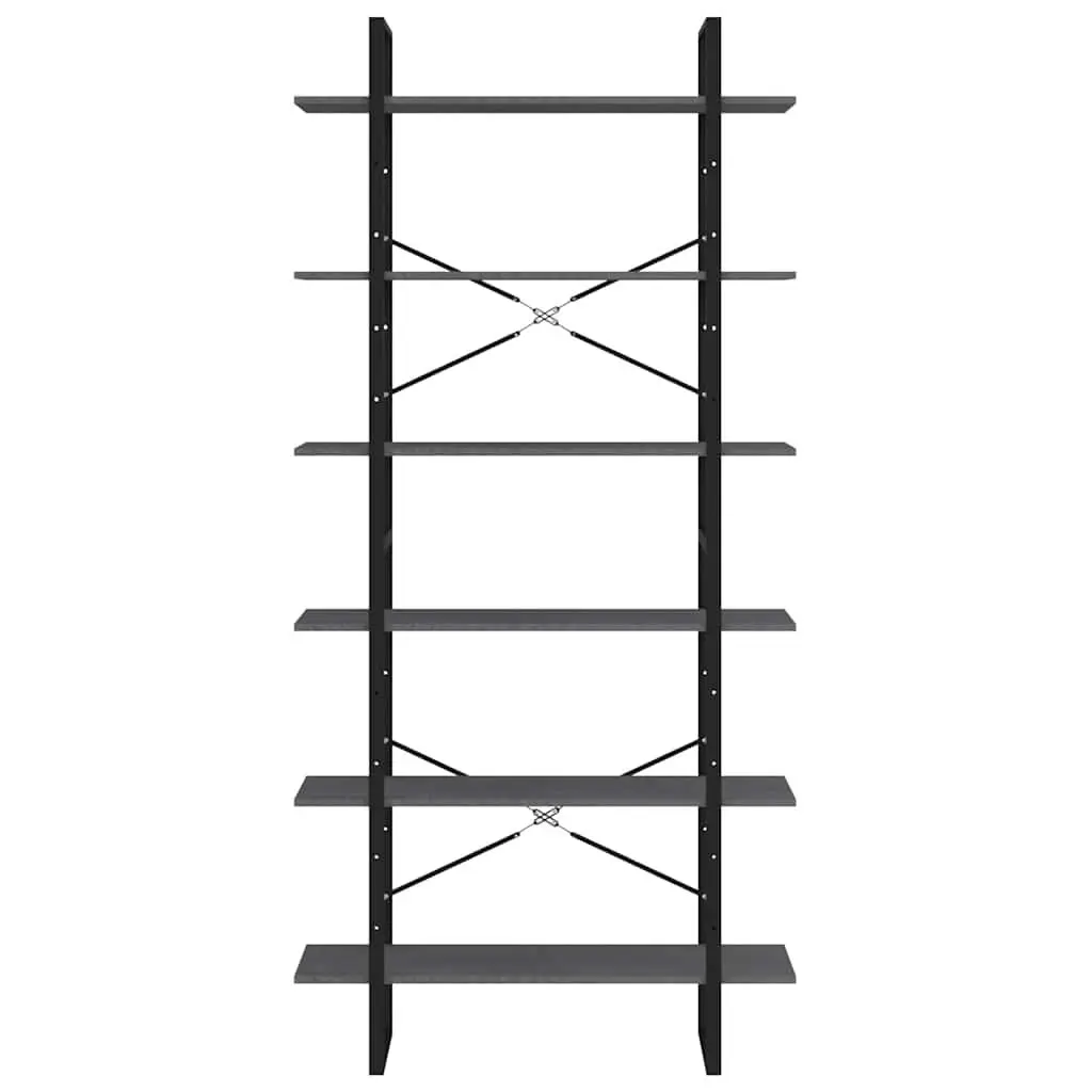 High Storage Cabinet Grey Solid Pine Wood Bookcase Display Shelving Unit