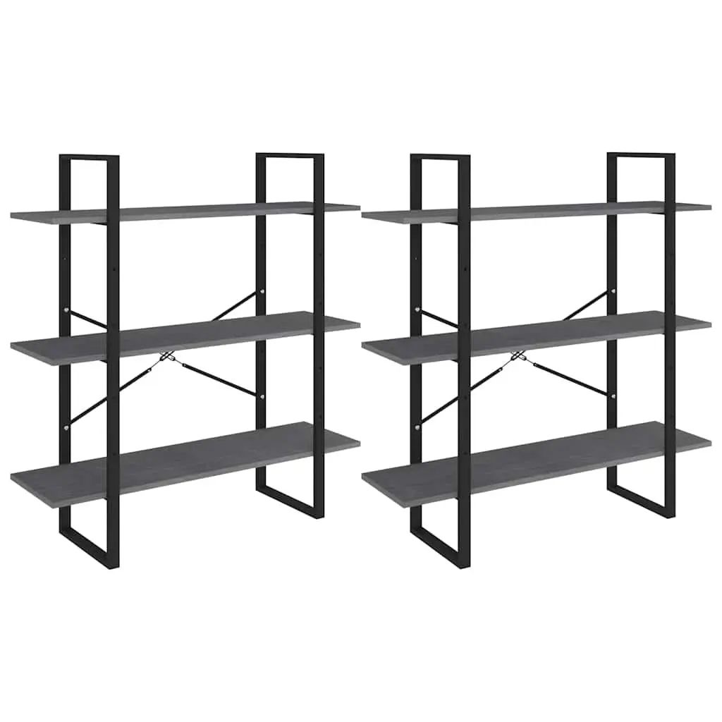 High Storage Cabinet Grey Solid Pine Wood Bookcase Display Shelving Unit