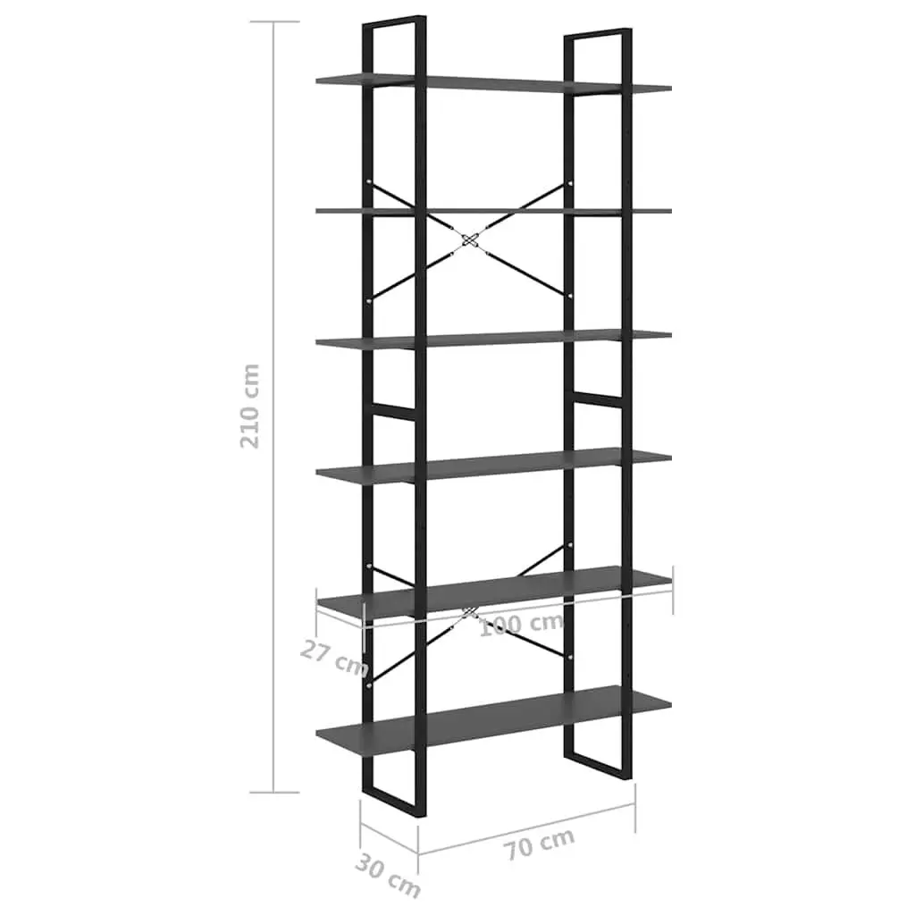 High Storage Cabinet Grey Solid Pine Wood Bookcase Display Shelving Unit