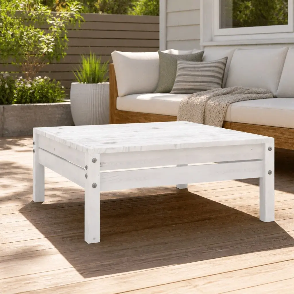 White Footstool for Outdoor Relaxation