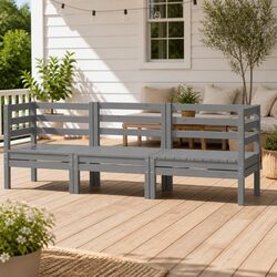Comfortable 3 Piece Garden Lounge Set - Solid Pinewood