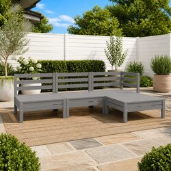 Reliable 4-Piece Wooden Garden Lounge Set in Grey