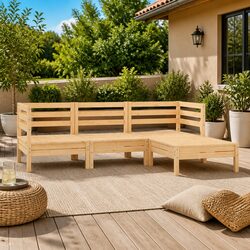 Value-Driven 4 Piece Solid Wood Lounge Set for Outdoors