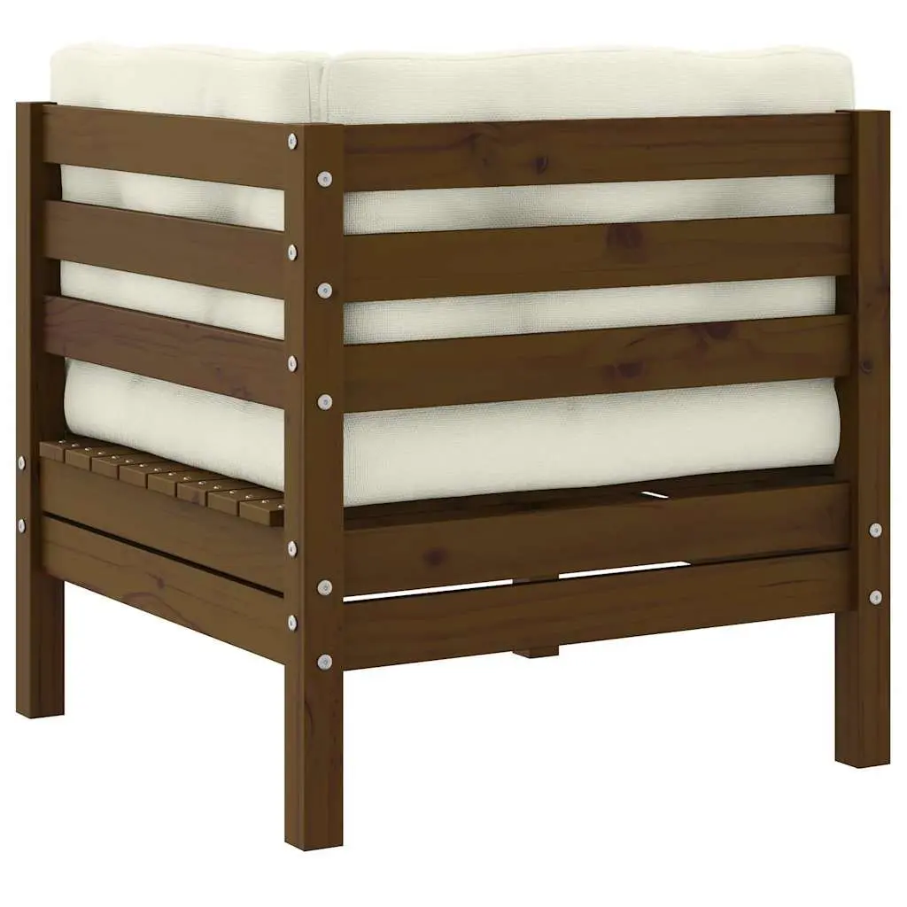 Garden Corner Sofa with Cushions Brown Solid Pinewood Modular Outdoor Sectional