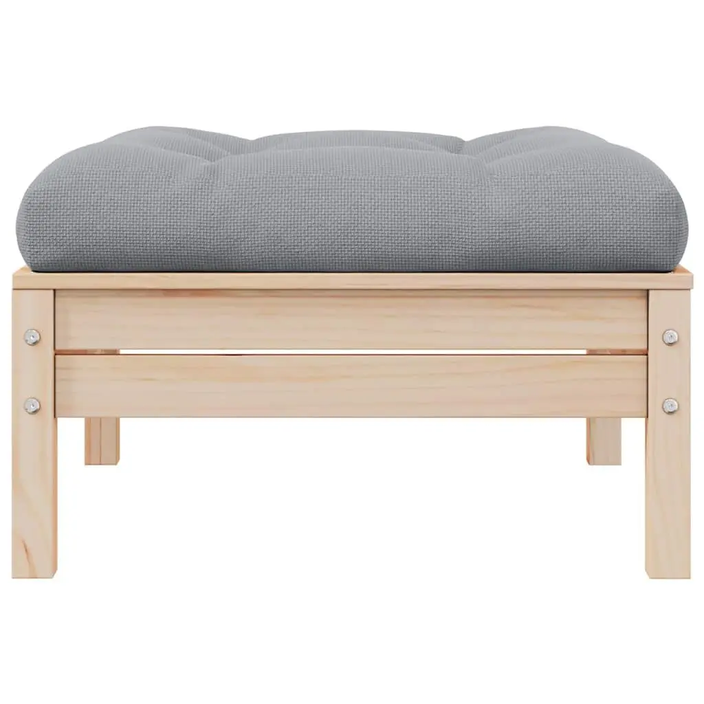 Garden Footstool with Grey Cushion