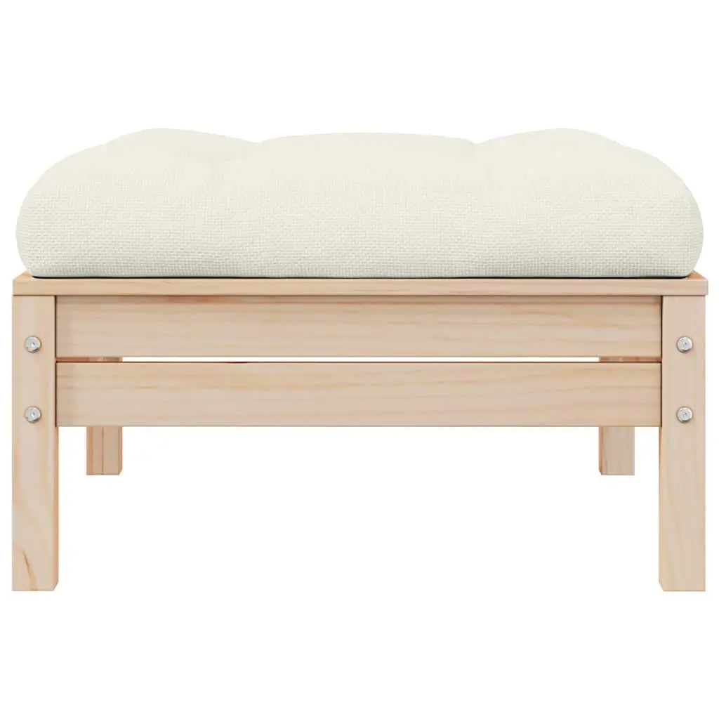 Garden Footstool Outdoor Seating Patio Footrest with Cushion Solid Pinewood