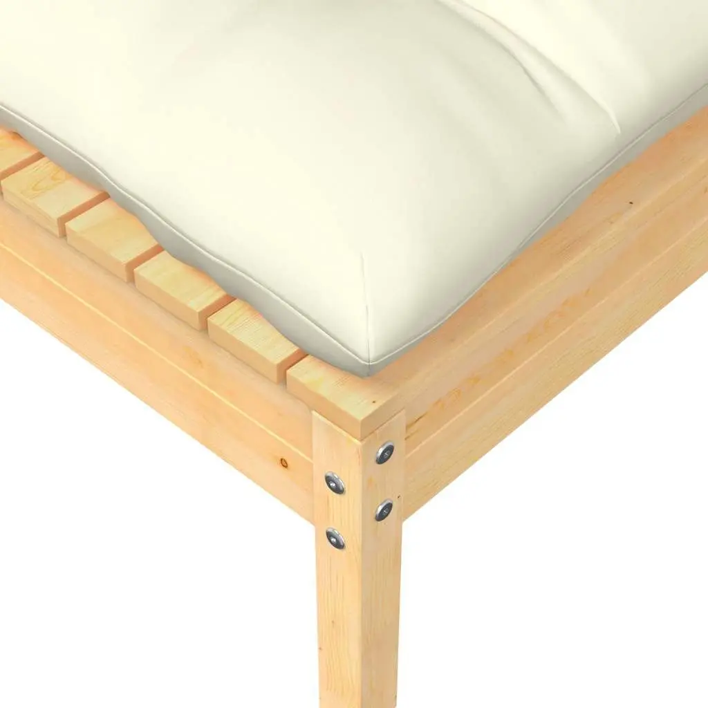 Garden Footstool Outdoor Seating Patio Footrest with Cushion Solid Pinewood