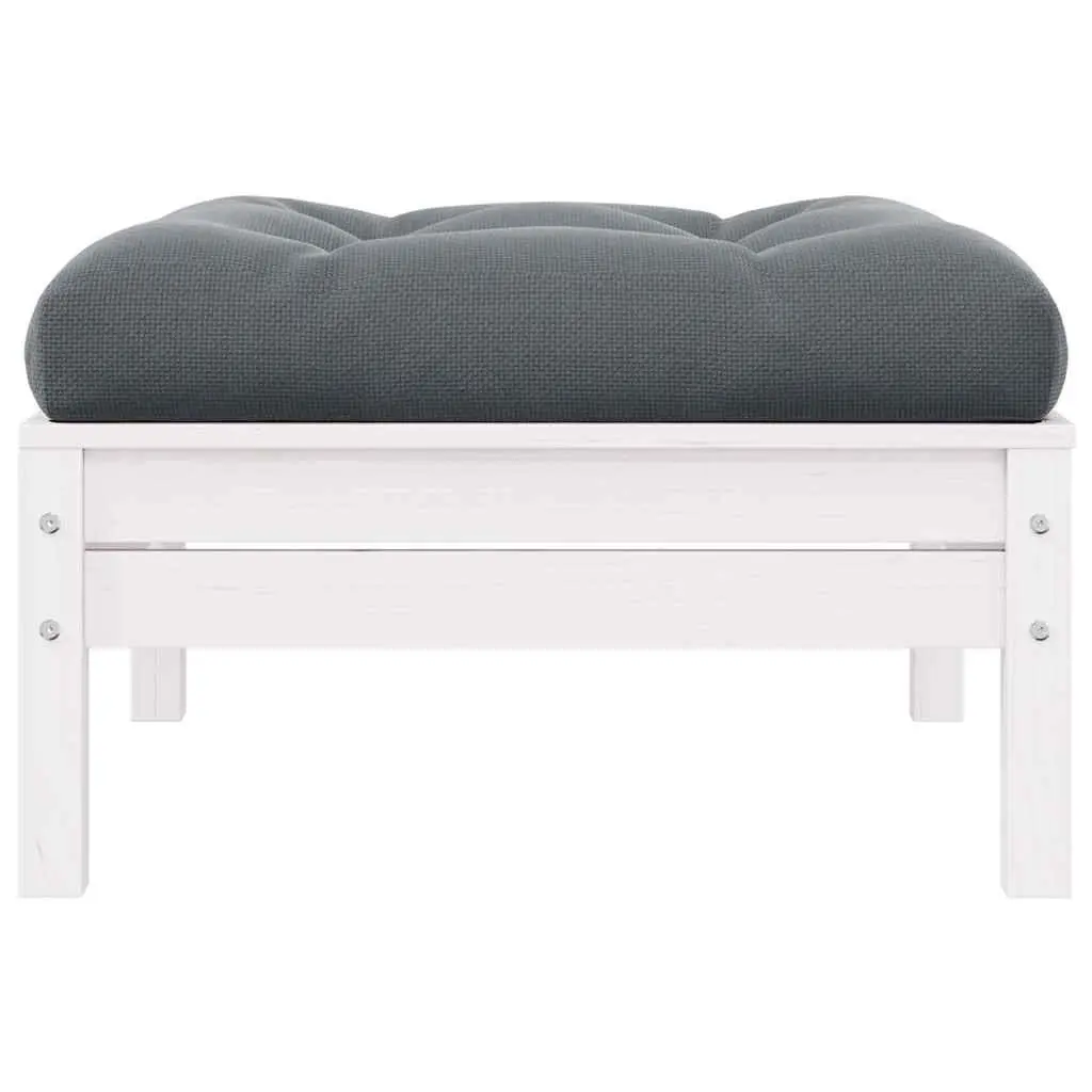 Garden Footstool Outdoor Patio Resting Stool White Solid Pinewood Modular Design