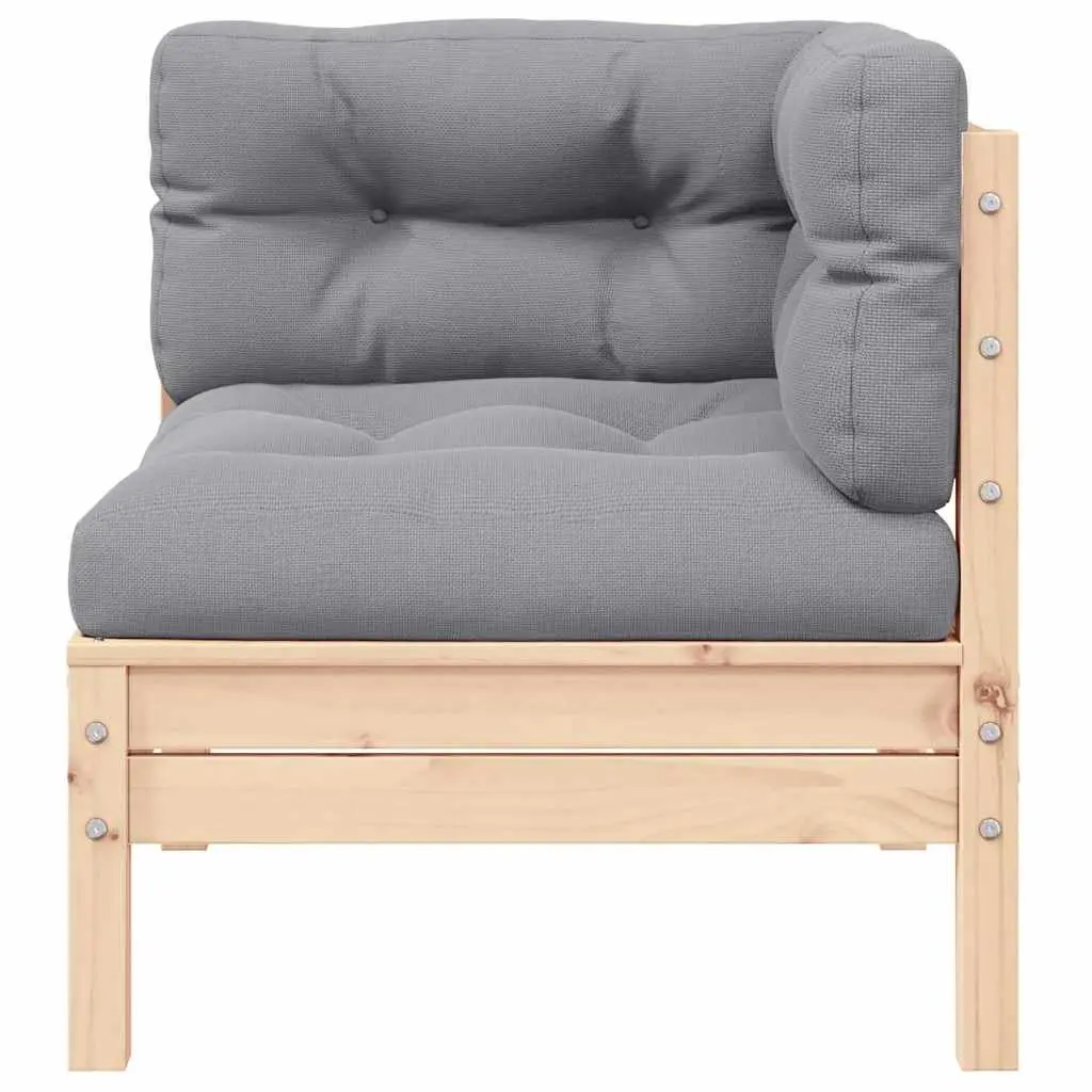 2-Seater Outdoor Garden Sofa with Grey Cushions Modular Patio Lounge Seat