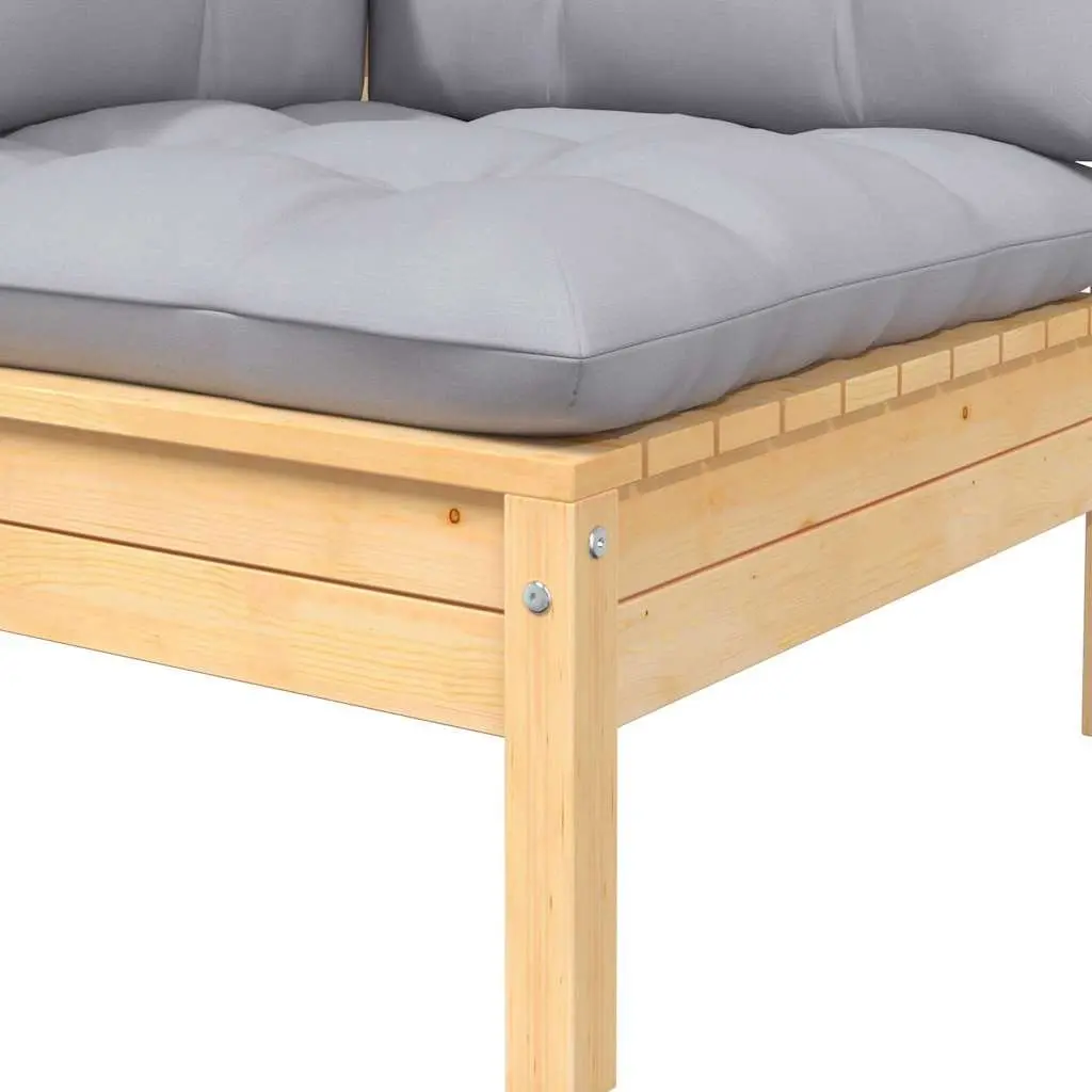 2-Seater Outdoor Garden Sofa with Grey Cushions Modular Patio Lounge Seat