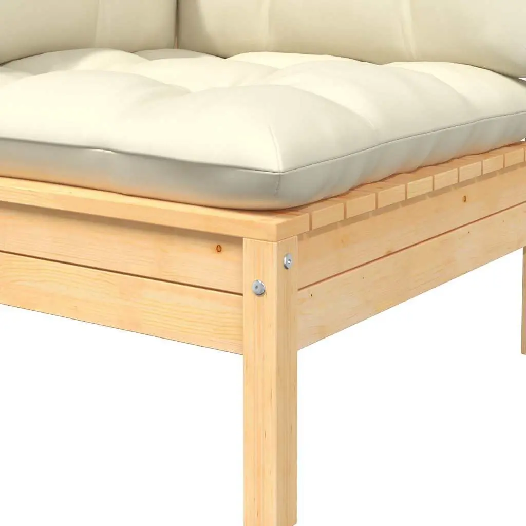 2-Seater Garden Sofa with Cream Cushions
