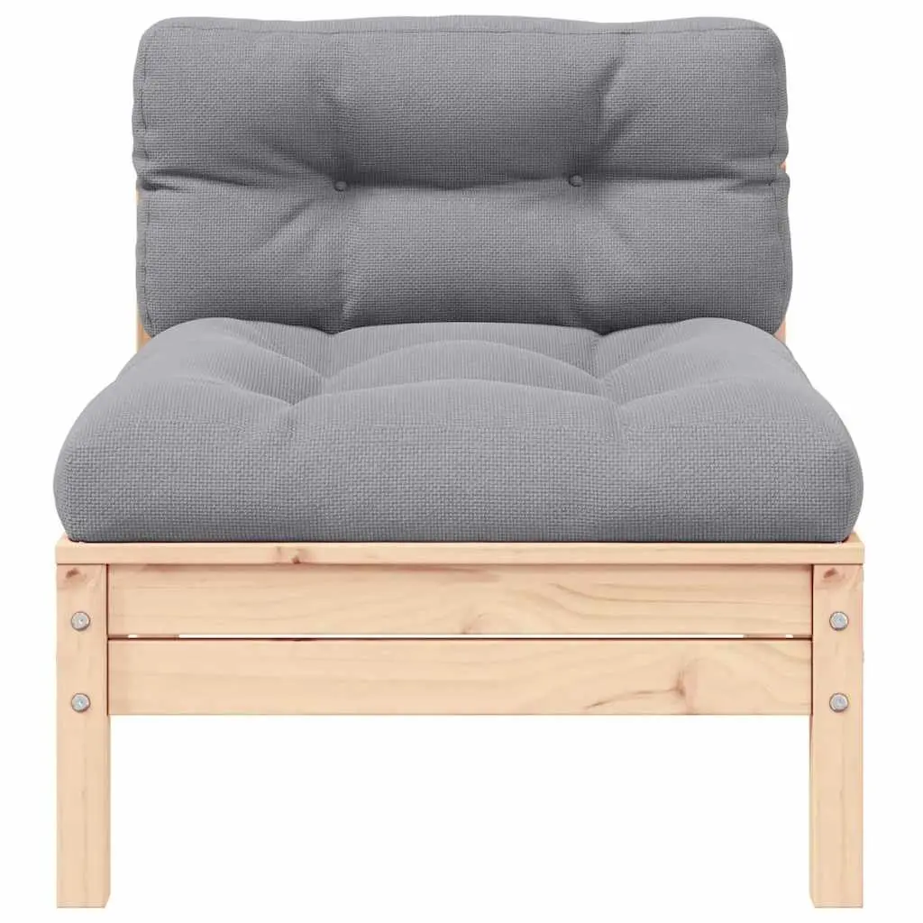 Outdoor Sectional Sofa 2-Seater Garden Lounge Modular Pinewood Grey Cushions