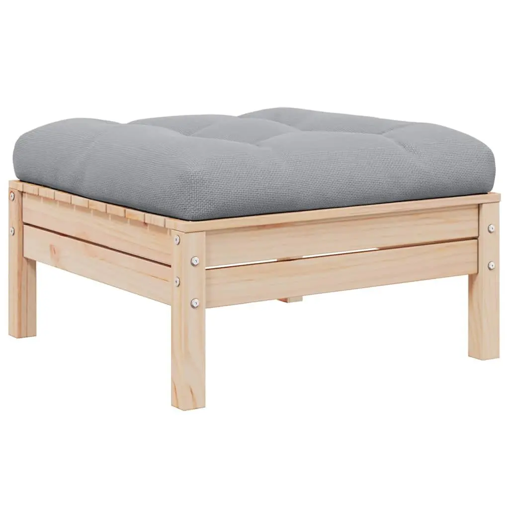 2-Seater Garden Sofa Outdoor Lounge Modular Pinewood Grey Cushions