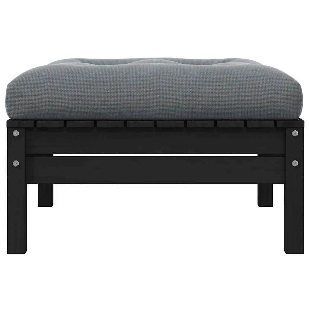 2-Seater Garden Sofa Outdoor Lounge Seating Black Pinewood with Cushions