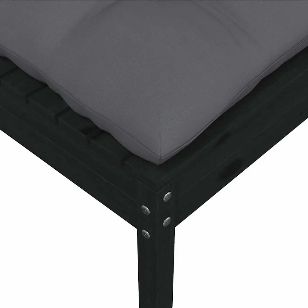 2-Seater Garden Sofa Outdoor Lounge Seating Black Pinewood with Cushions