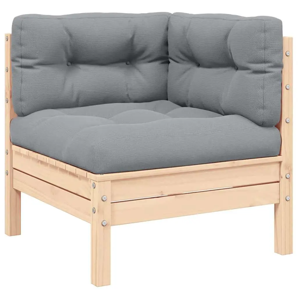 3 Piece Garden Lounge Set Outdoor Sectional Sofa Solid Pinewood Grey Cushions