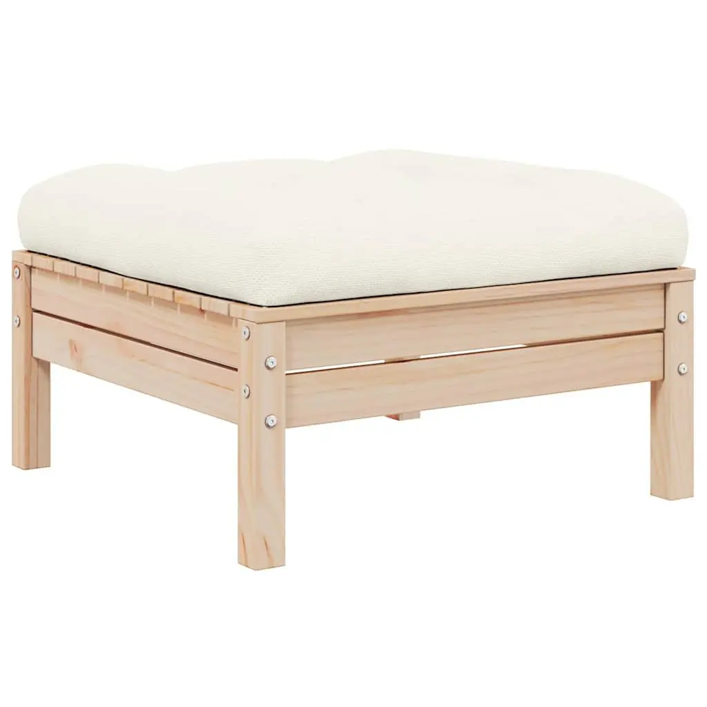 3 Piece Garden Lounge Set Outdoor Sofa Cream Cushions Pinewood