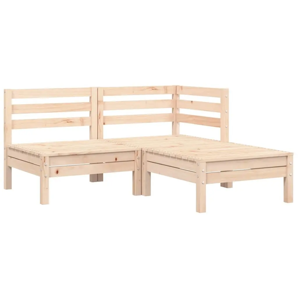 3 Piece Garden Lounge Set Outdoor Relaxation Solid Pinewood Grey Cushions