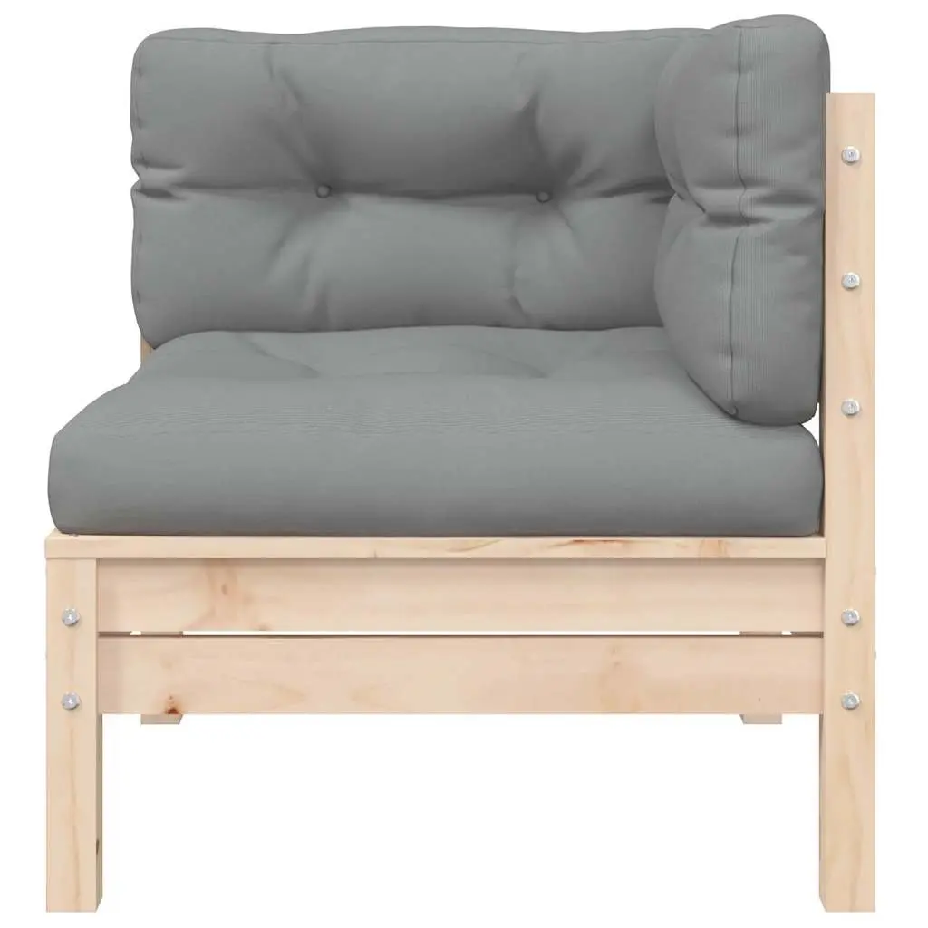 3 Piece Garden Lounge Set Outdoor Relaxation Solid Pinewood Grey Cushions