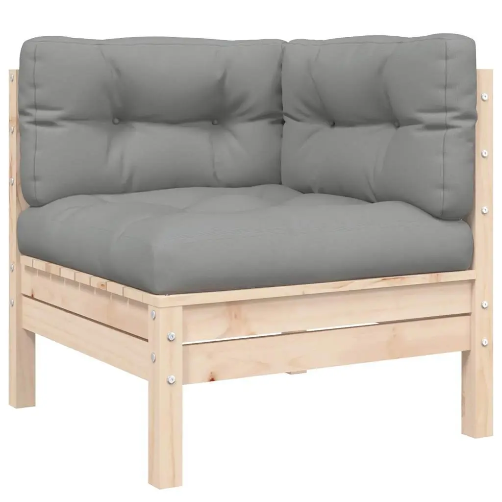 3 Piece Garden Lounge Set Outdoor Relaxation Solid Pinewood Grey Cushions