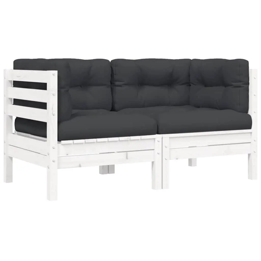 3 Piece Outdoor Garden Lounge Set Patio Seating Cushions White